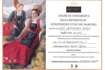 Avviso convocazione esame conformità richieste di concessione d'uso del marchio del costume di Gressoney